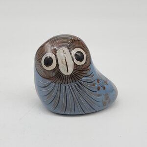 Handcrafted Ceramic Blue Owl Figurine With Floral Design From Mexico